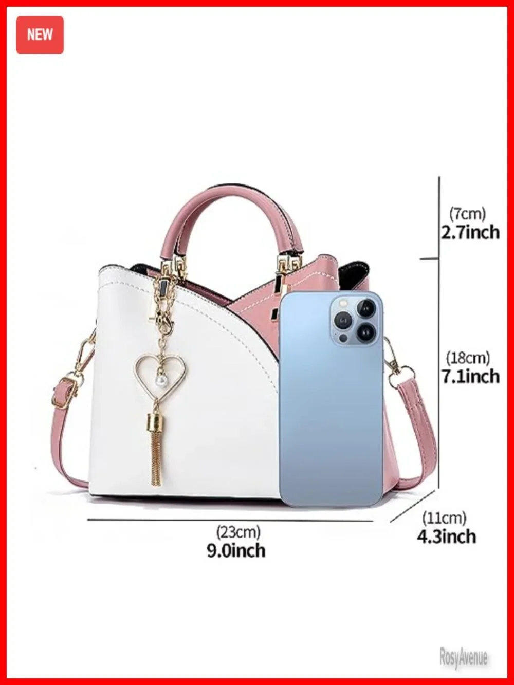 Small Faux Leather Crossbody Bag with Metal Pendant Lightweight Shoulder Satchel